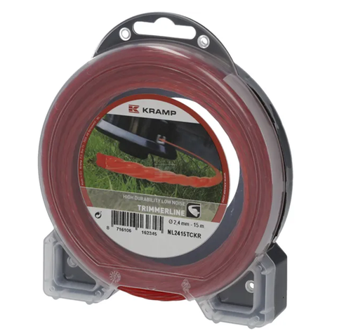 NL2415TCKR Kramp trimmer line diameter 2.4 mm, 15 m, spiral, flexible, red