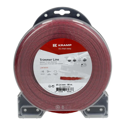 NL2488TCKR Kramp trimmer line diameter 2.4 mm, 88 m, spiral, flexible, red