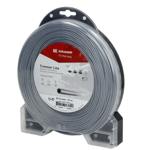 NL2581TRKR Kramp Titanium Power trimmer line diameter 2.5 mm, 81 m, round, gray