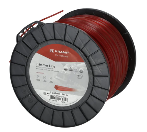 NL27281SKR Kramp trimmer line diameter 2.65 mm, 281 m, square, red