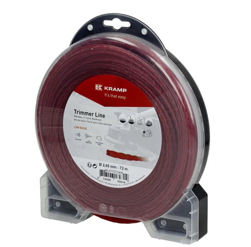 NL2772TCKR Kramp trimmer line diameter 2.65 mm, 72 m, spiral, flexible, red