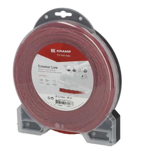 NL3346TCKR Kramp trimmer line diameter 3.3 mm, 46 m, spiral, flexible, red