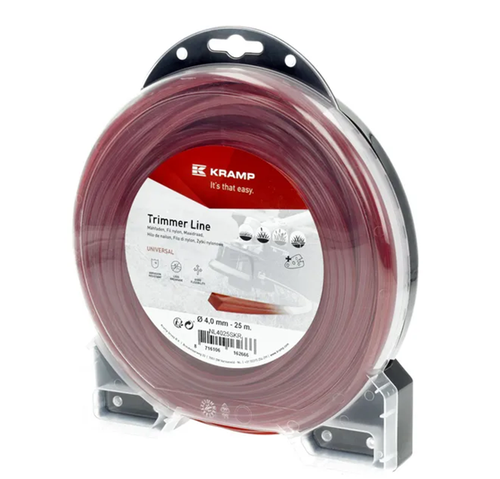 NL4025SKR Kramp trimmer line diameter 4 mm, 25 m, square, red