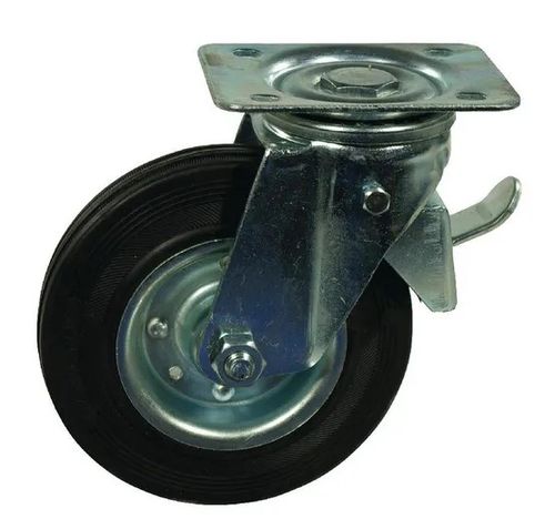 Swivel rubber wheel with brake 60075GP